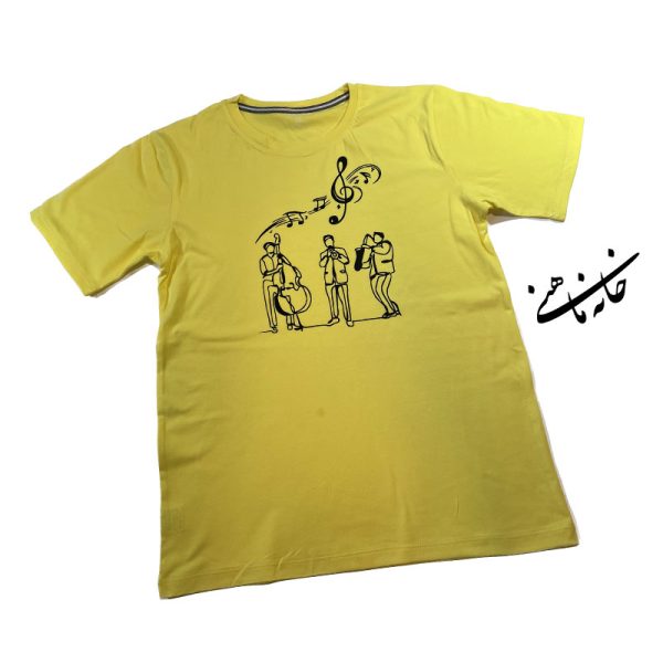 تیشرت-مردانه-با-طرح-تریو-زرد-لیمویی